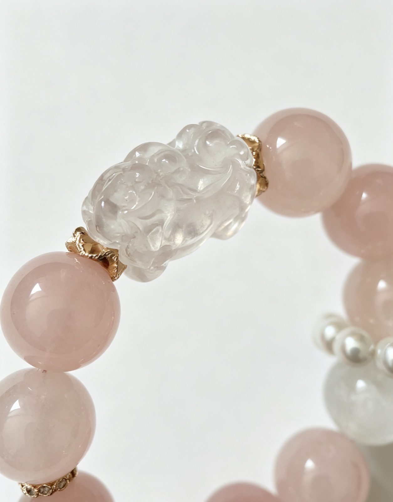 Rose Quartz & Pearl bracelet, photo 3 of 3