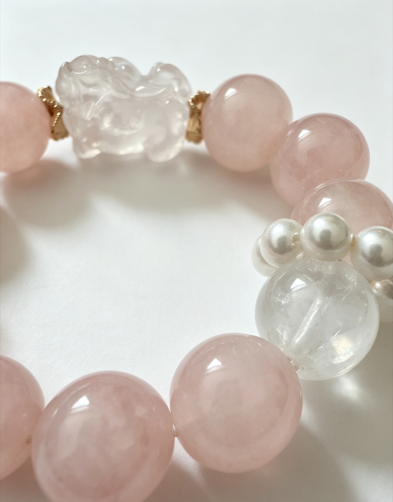 Rose Quartz & Pearl bracelet, photo 2 of 3